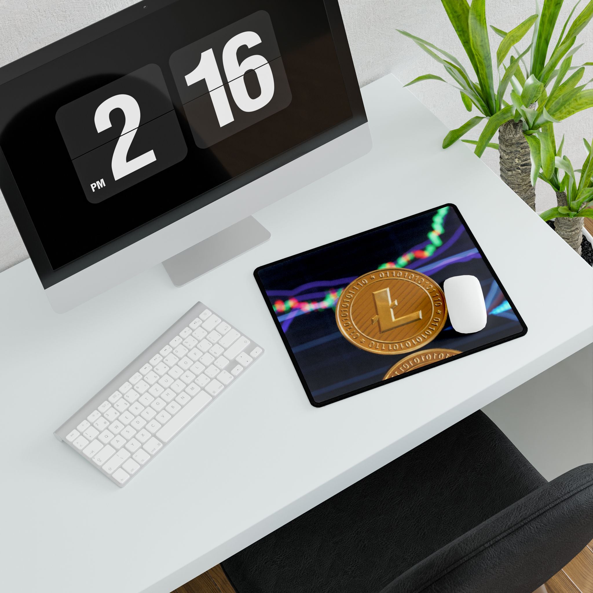Litecoin coin with crypto chart Desk Mat | Cryptocurrency gaming deskpad