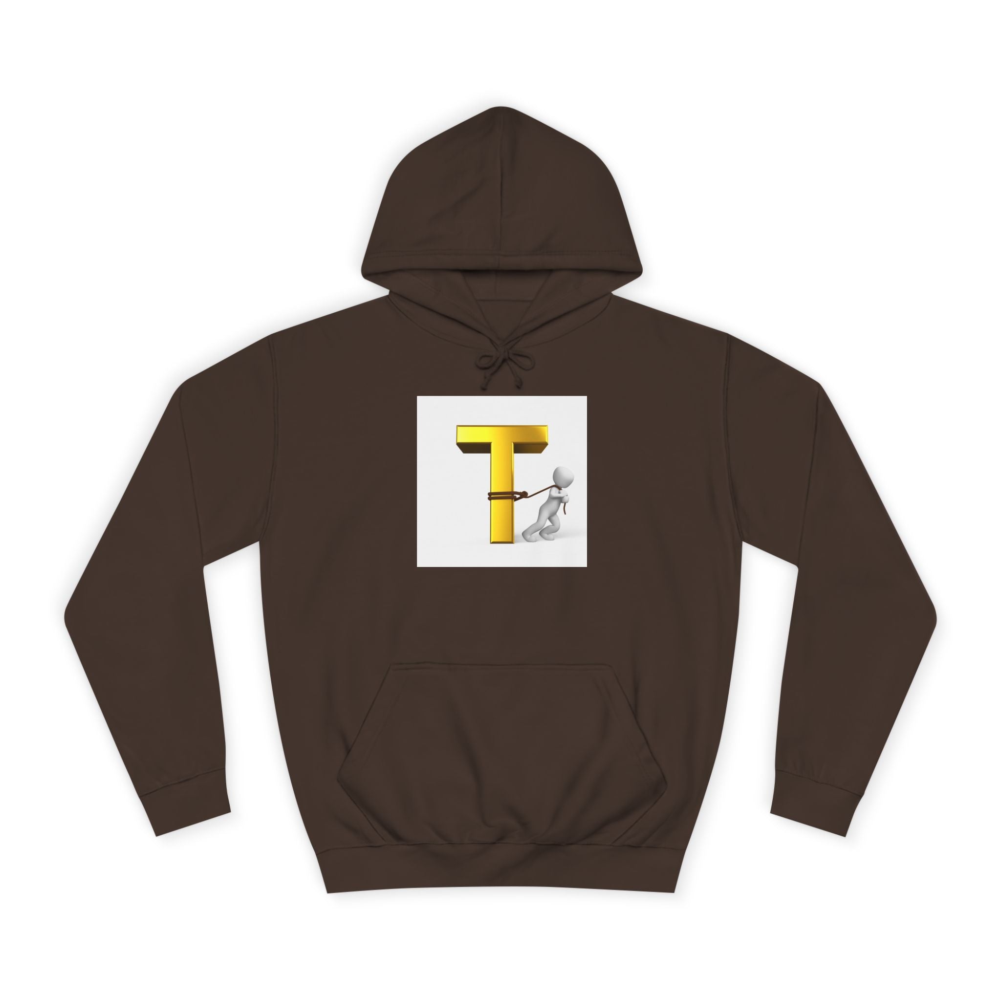 Letter T Mascot Pulling Block T Hoodie | Monogram Initial T Sweatshirt