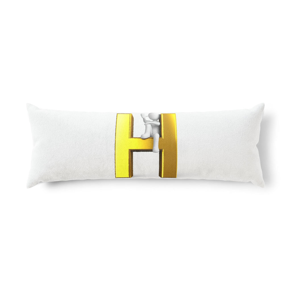 Gold Letter H with Climbing Figure Body Pillow | Initial Monogram Decor