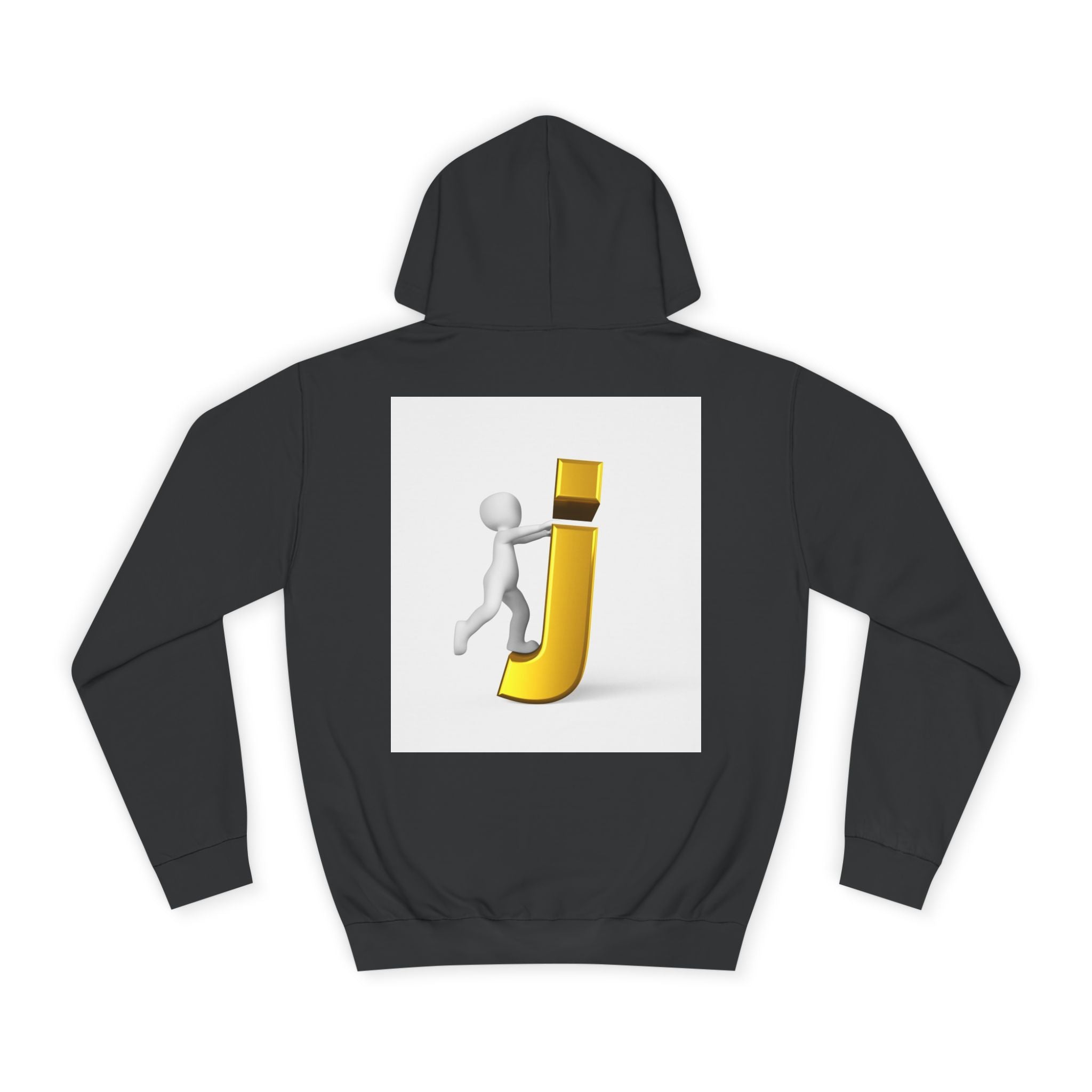 3D Stick Figure Riding Gold Letter J Hoodie | Initial Monogram Letter J