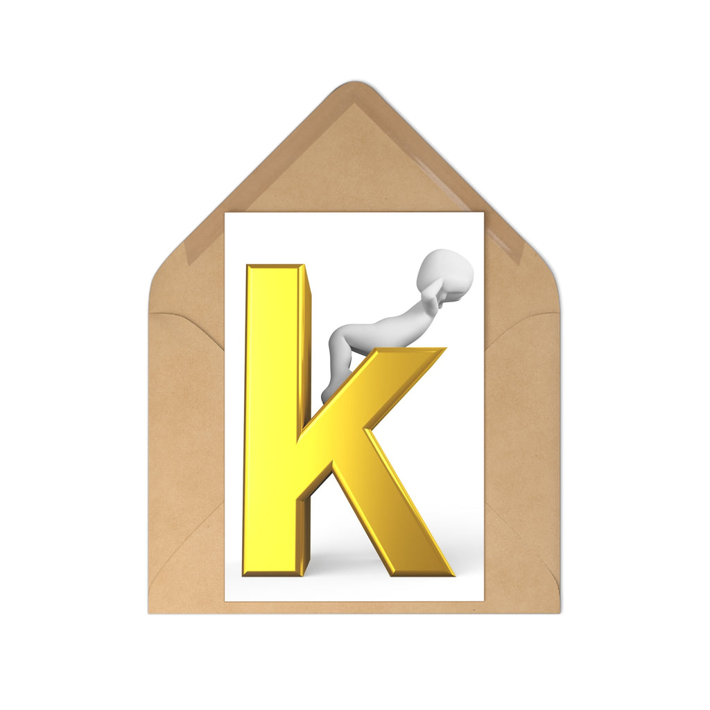 3D Gold Letter K Postcard Set | Alphabet Postcards (7 pcs)