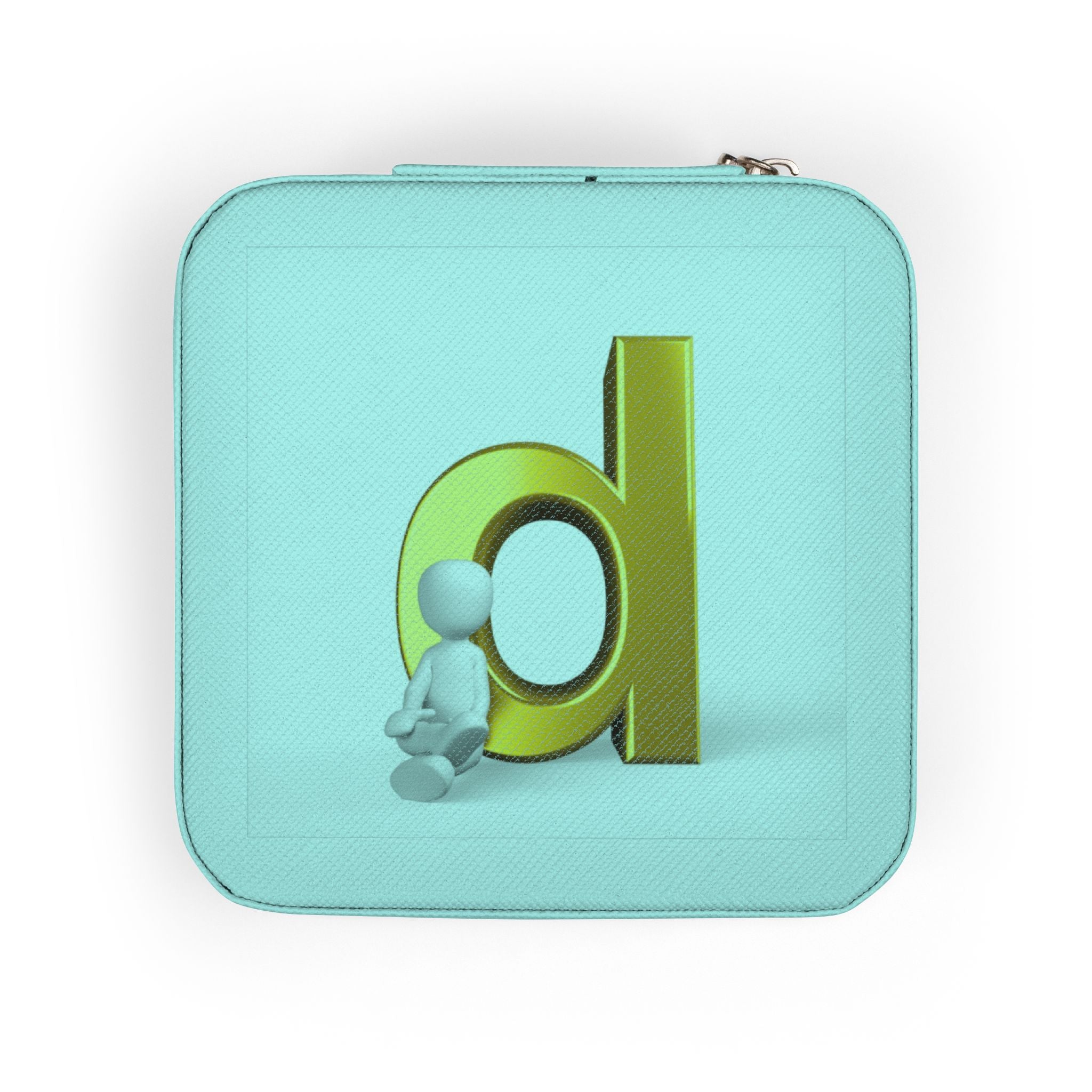 Gold Letter D Initial Jewelry Travel Case | Compact Pink Velvet Organizer