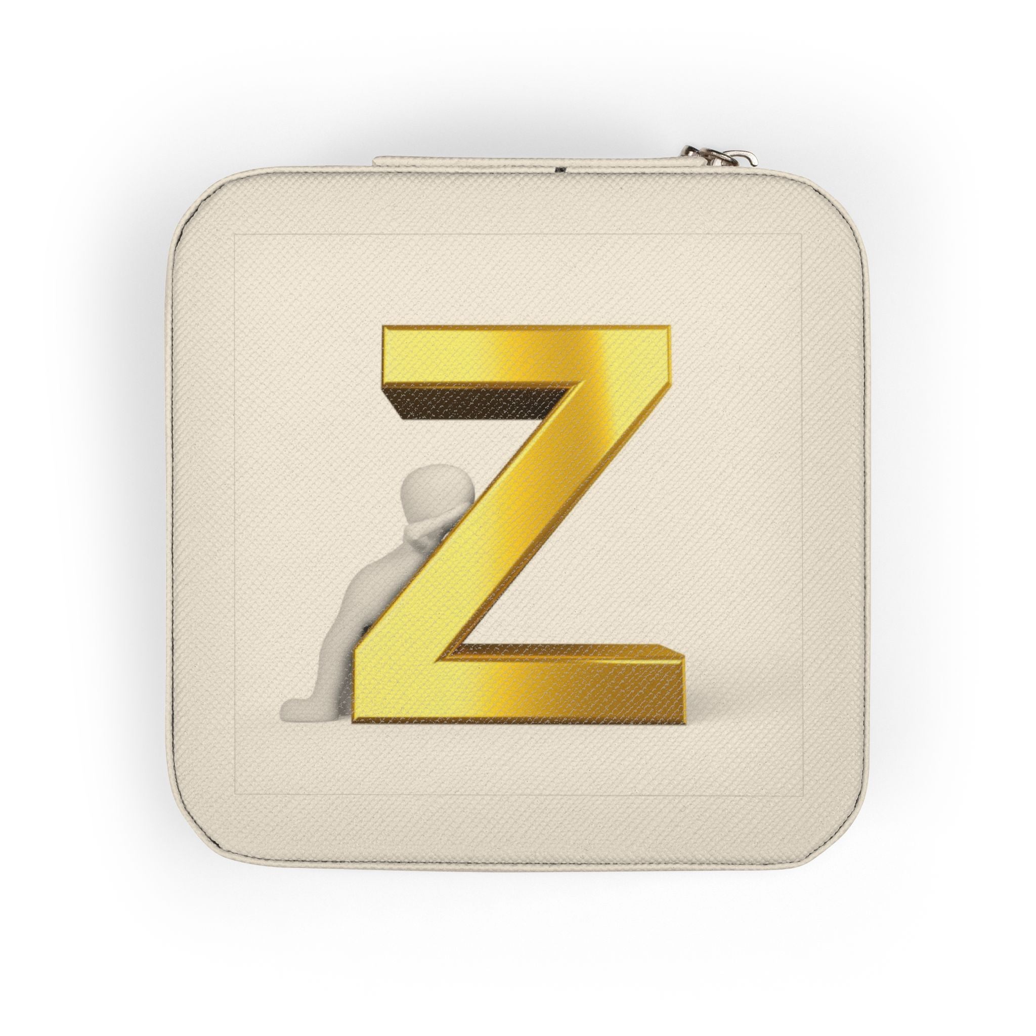Gold Monogram Z Jewelry Travel Case | Compact Travel Jewelry Organizer