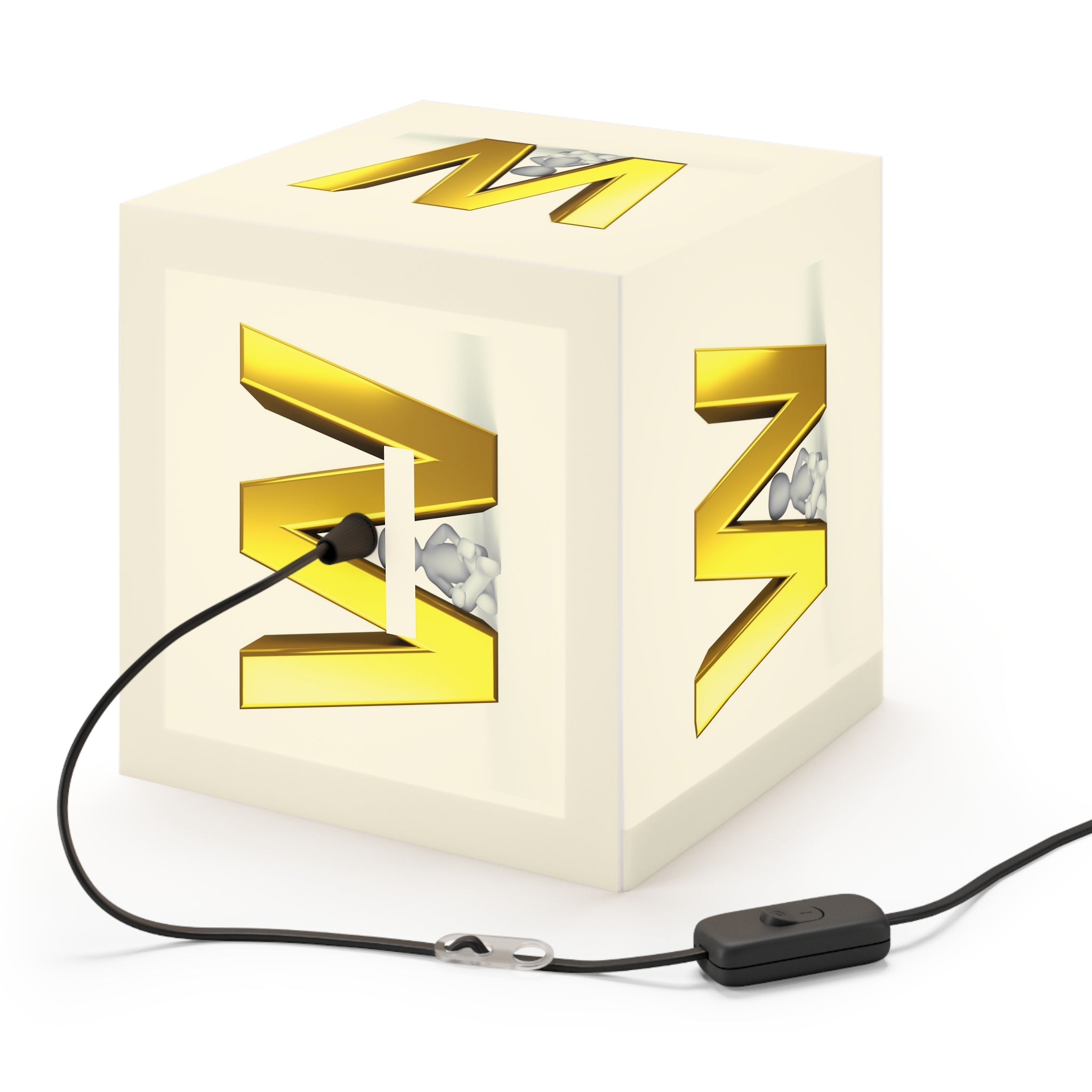 Gold Letter W Light Cube Lamp | Monogram Initial Nightlight