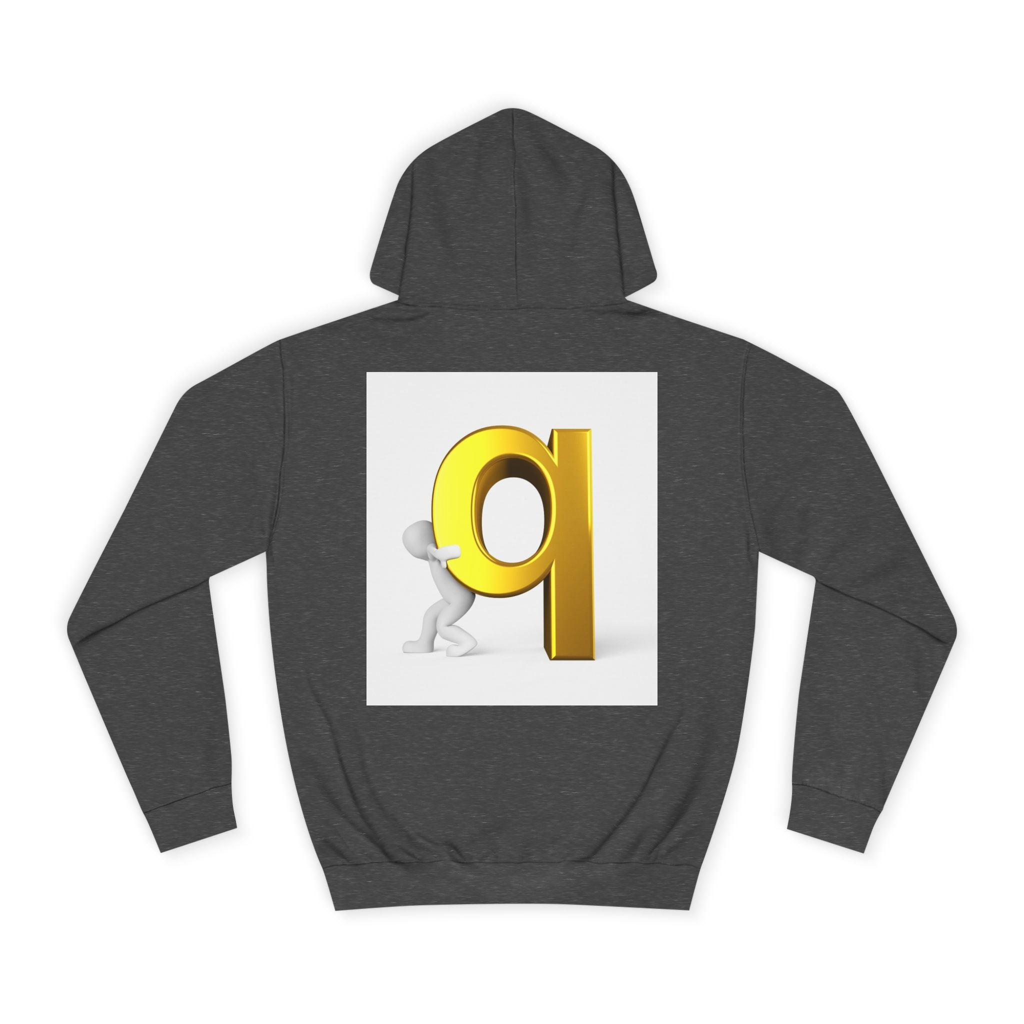 Gold Letter Q Hoodie | 3D Figure Pushing Q Graphic