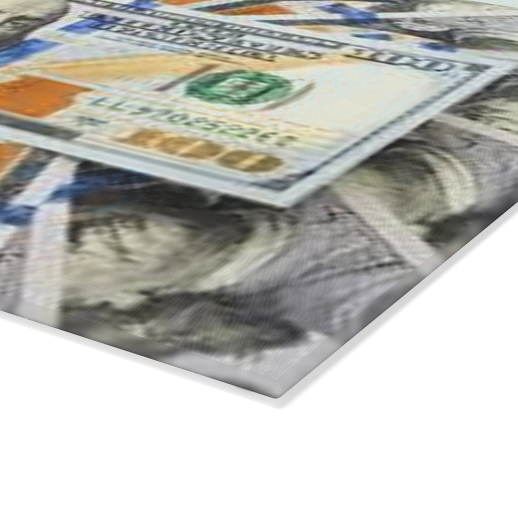 Stack of 100 Bills Glass Cutting Board | Money Pattern Kitchen Decor