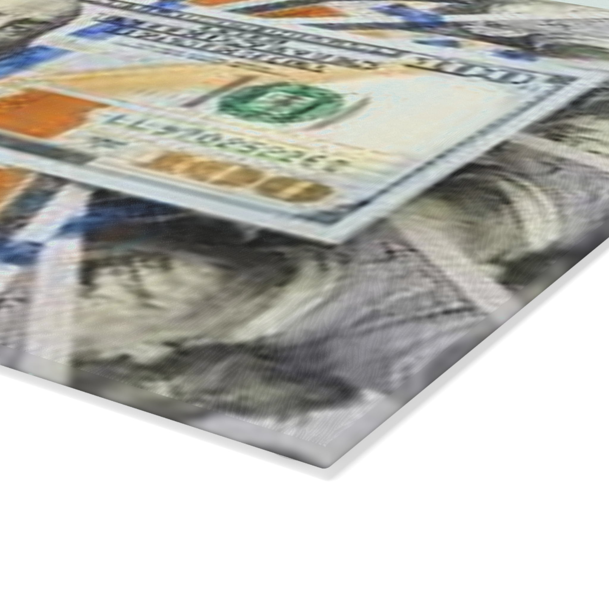 Stack of 100 Bills Glass Cutting Board | Money Pattern Kitchen Decor