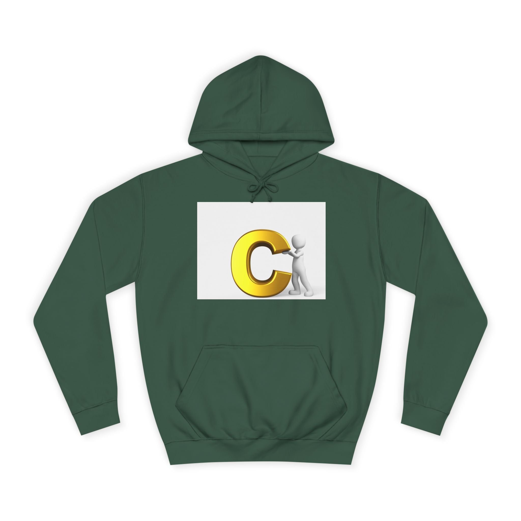 Sweat à capuche jaune 3D lettre C avec personnage | Sweat-shirt monogramme initial