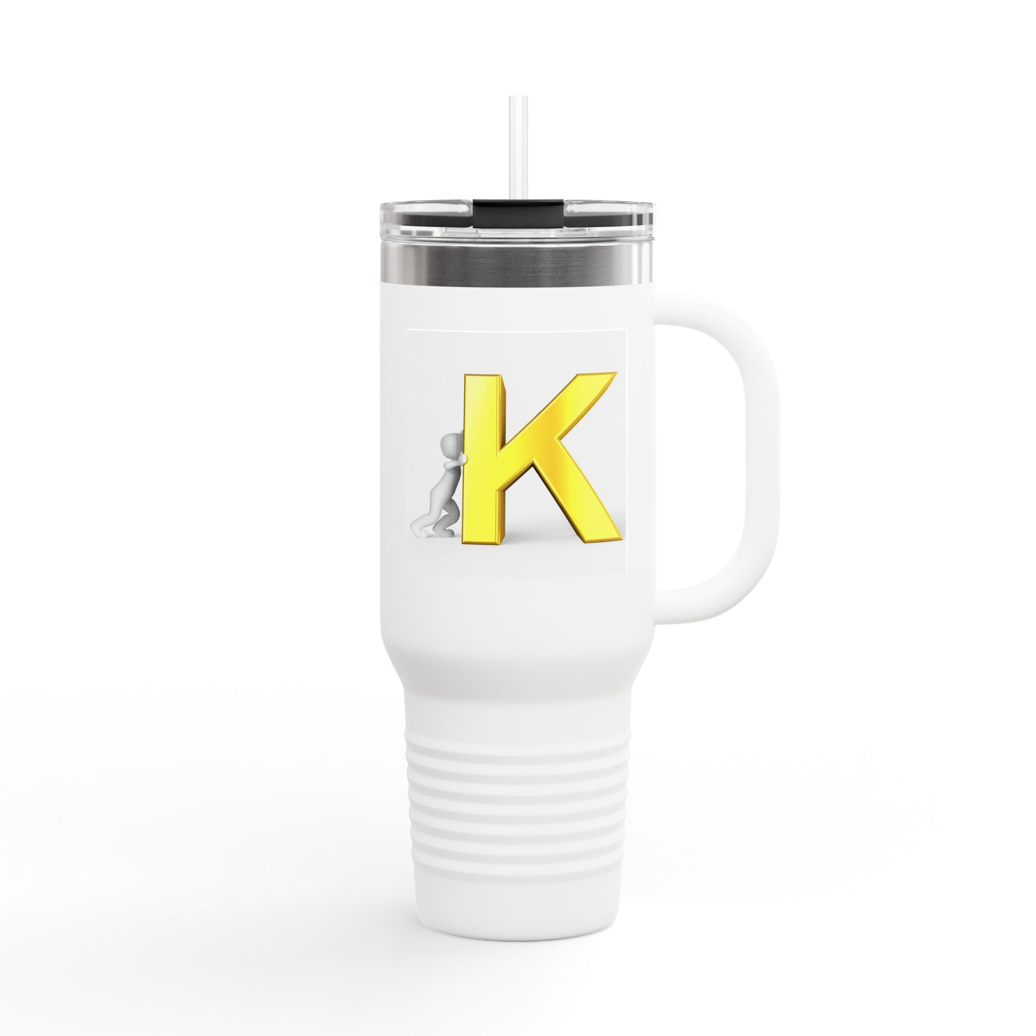 Yellow 3D Letter K monogram Insulated Travel Mug | 40oz