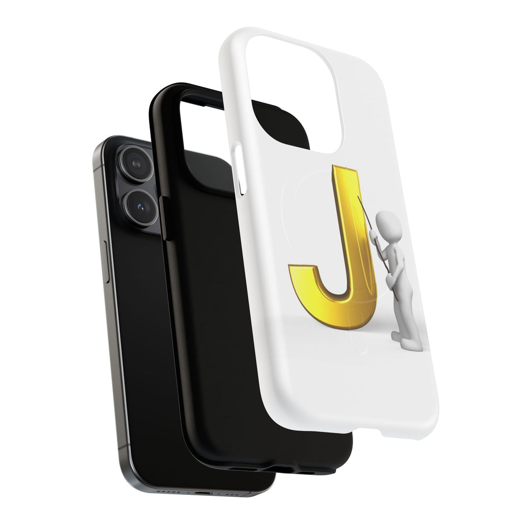 Gold Letter J with Painter Figure Phone Case | Tough Magnetic Case