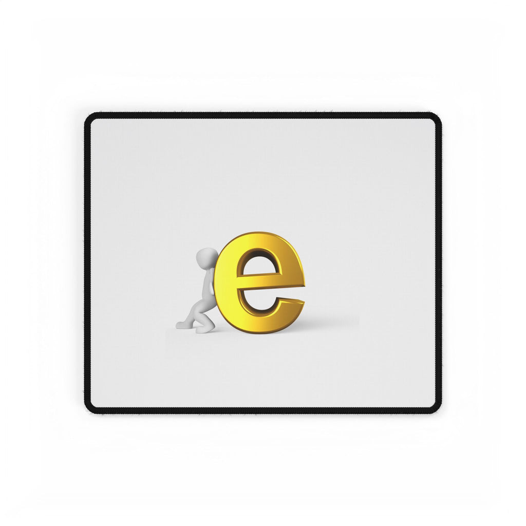 3D person pushing gold letter e Desk Mat | large mousepad office desk mat