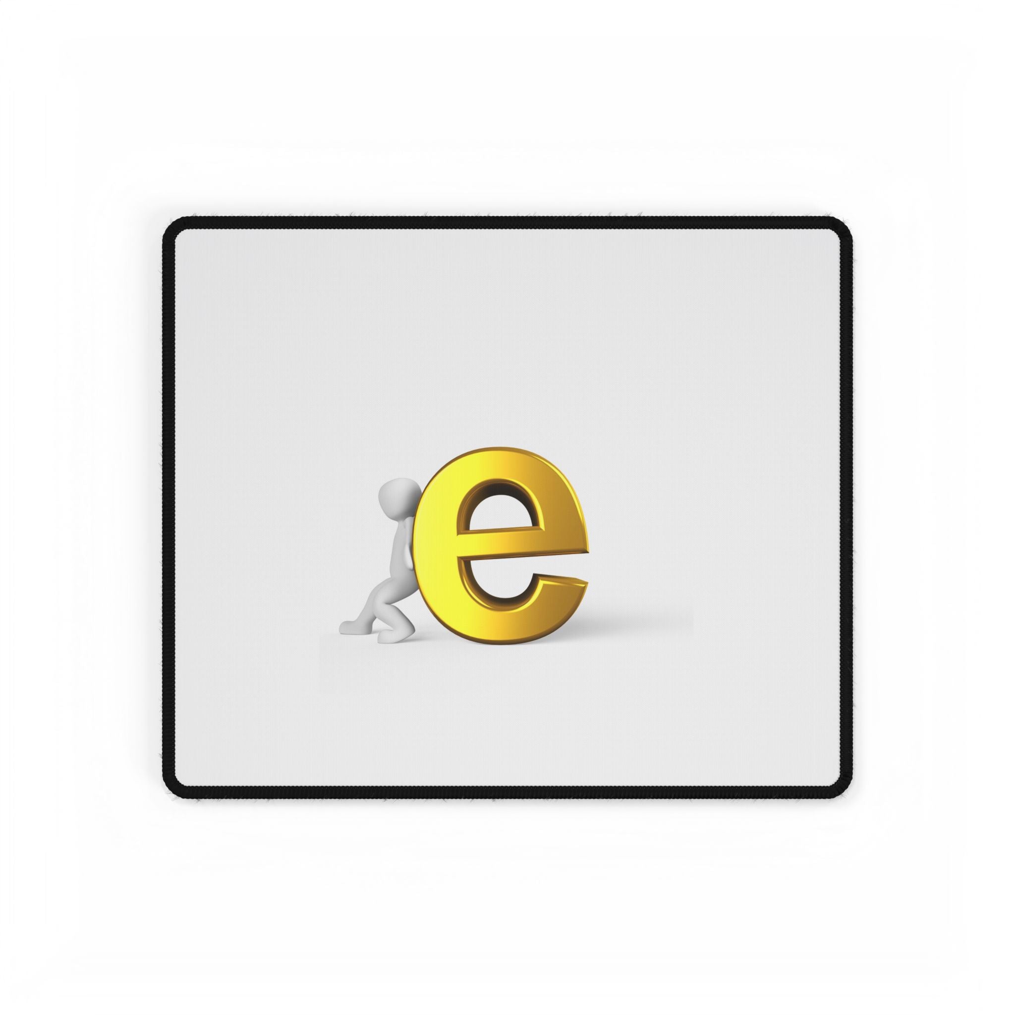 3D person pushing gold letter e Desk Mat | large mousepad office desk mat