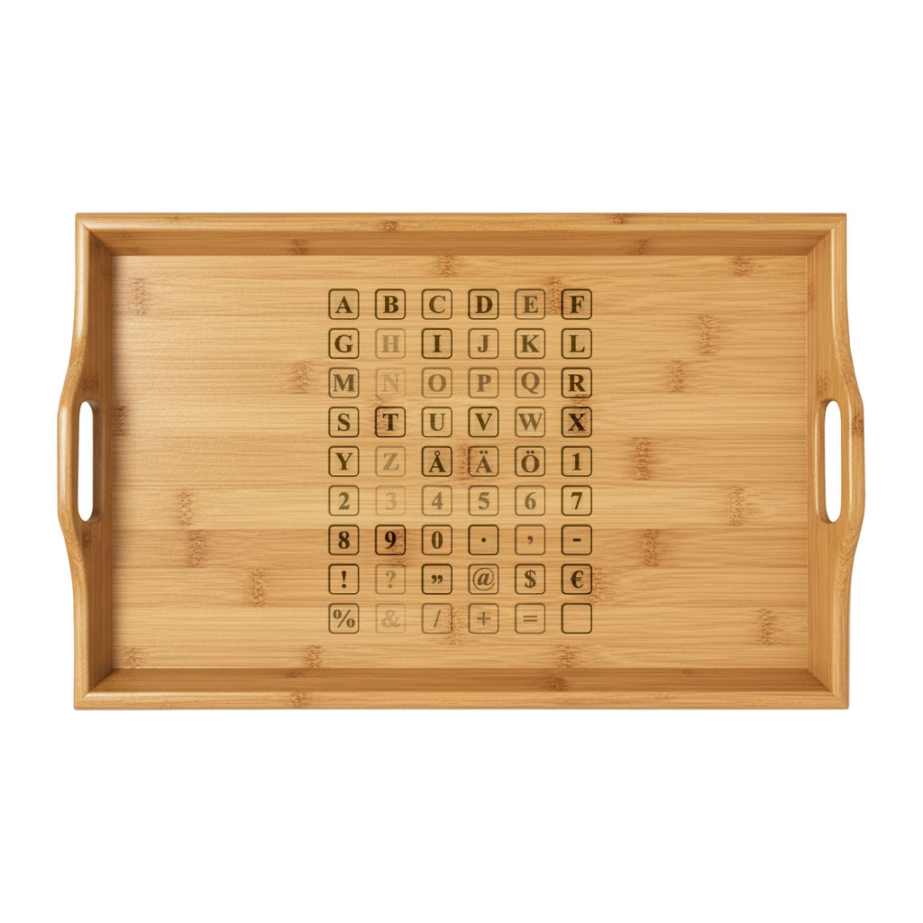 Scrabble Tile Alphabet Bamboo Serving Tray | Engraved Letter Game Design