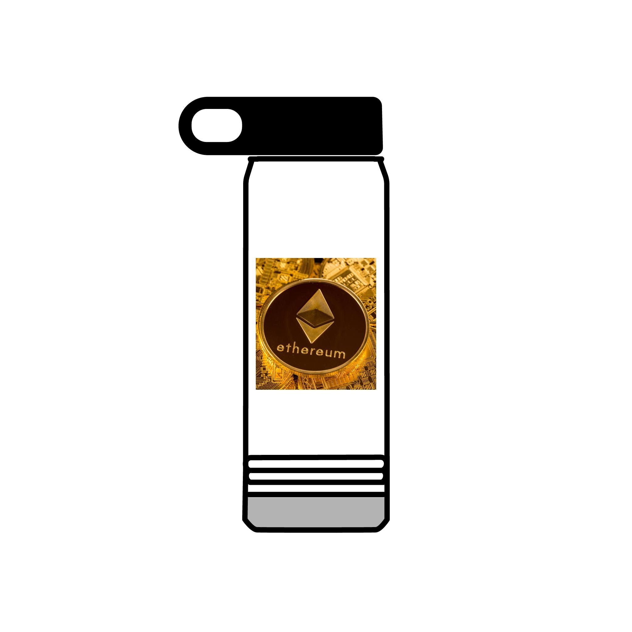 Bouteille d'eau graphique Ethereum Coin | Logo Crypto 20oz en acier inoxydable