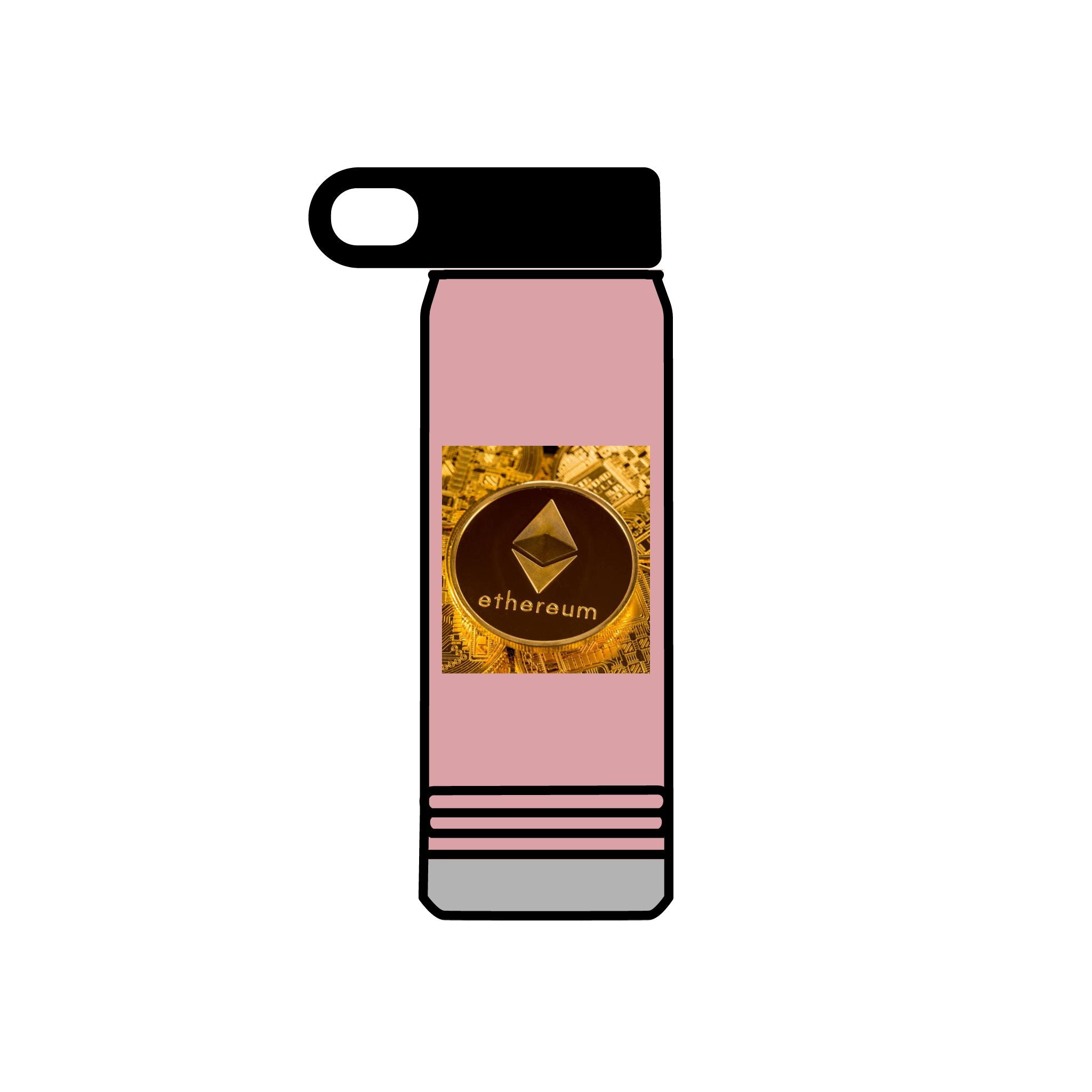 Bouteille d'eau graphique Ethereum Coin | Logo Crypto 20oz en acier inoxydable