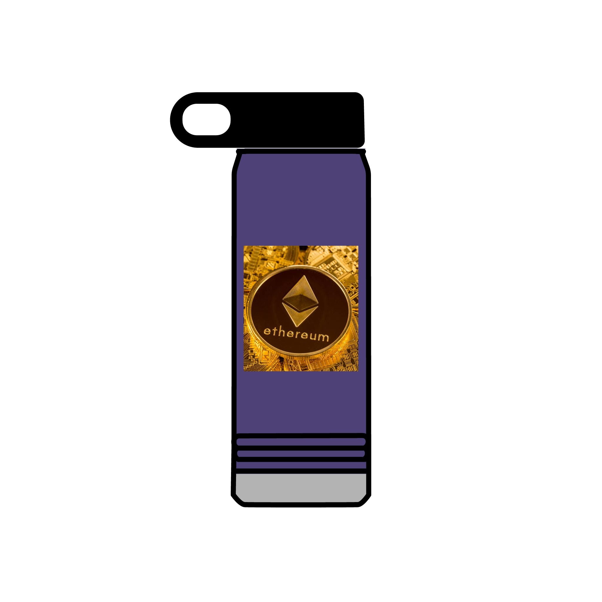Bouteille d'eau graphique Ethereum Coin | Logo Crypto 20oz en acier inoxydable