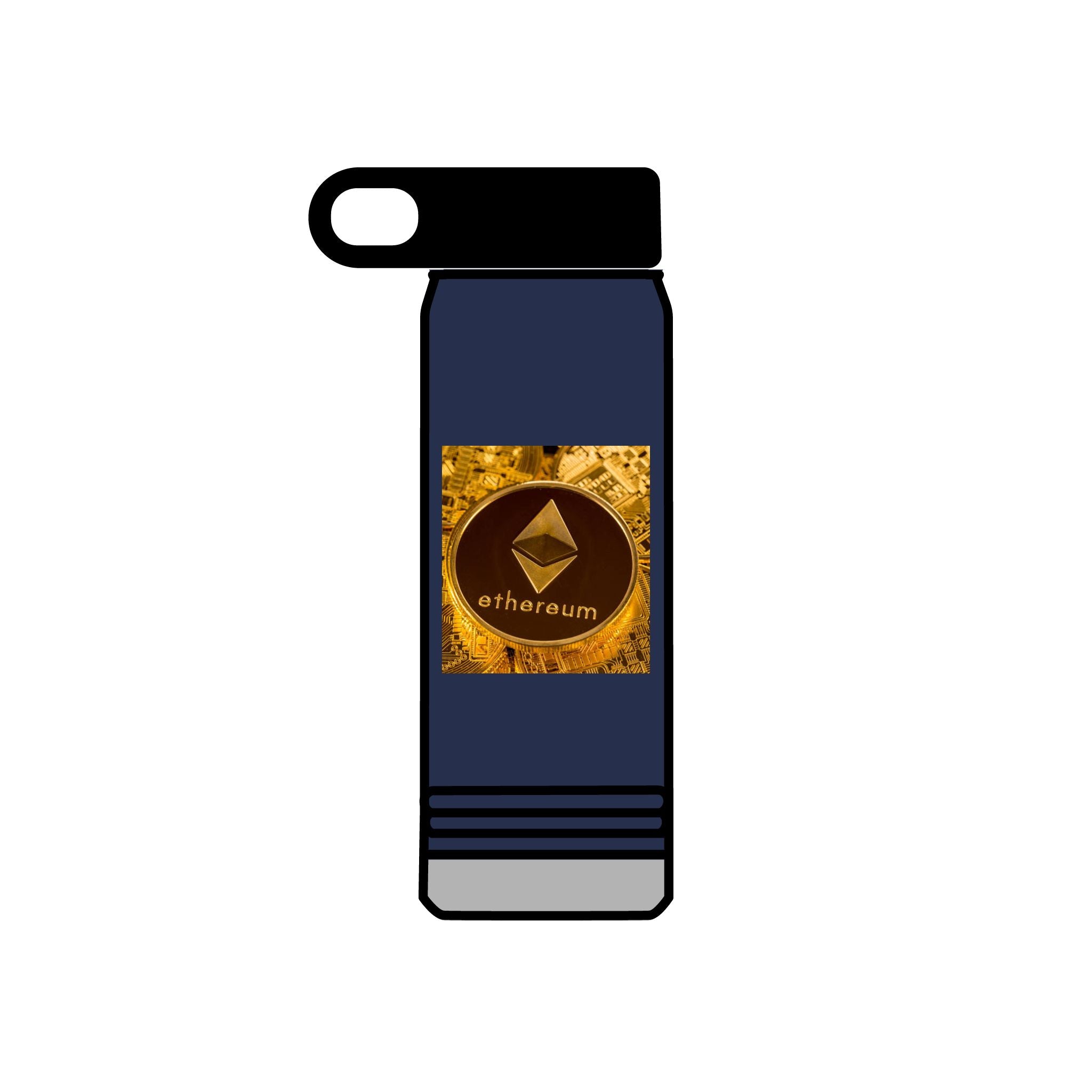 Bouteille d'eau graphique Ethereum Coin | Logo Crypto 20oz en acier inoxydable