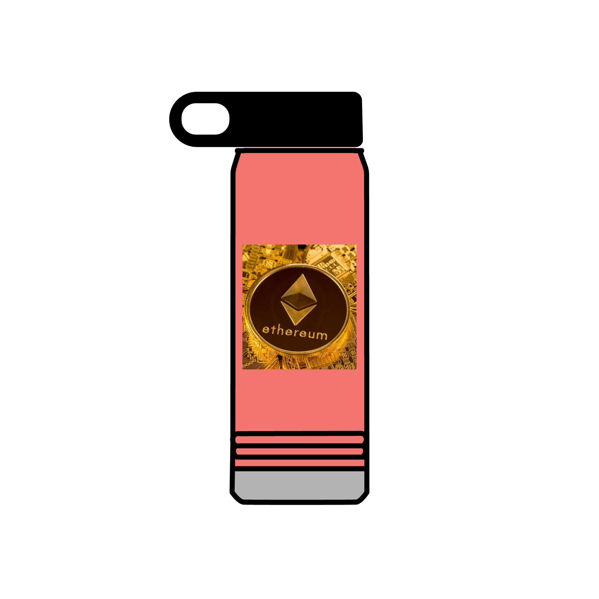 Bouteille d'eau graphique Ethereum Coin | Logo Crypto 20oz en acier inoxydable