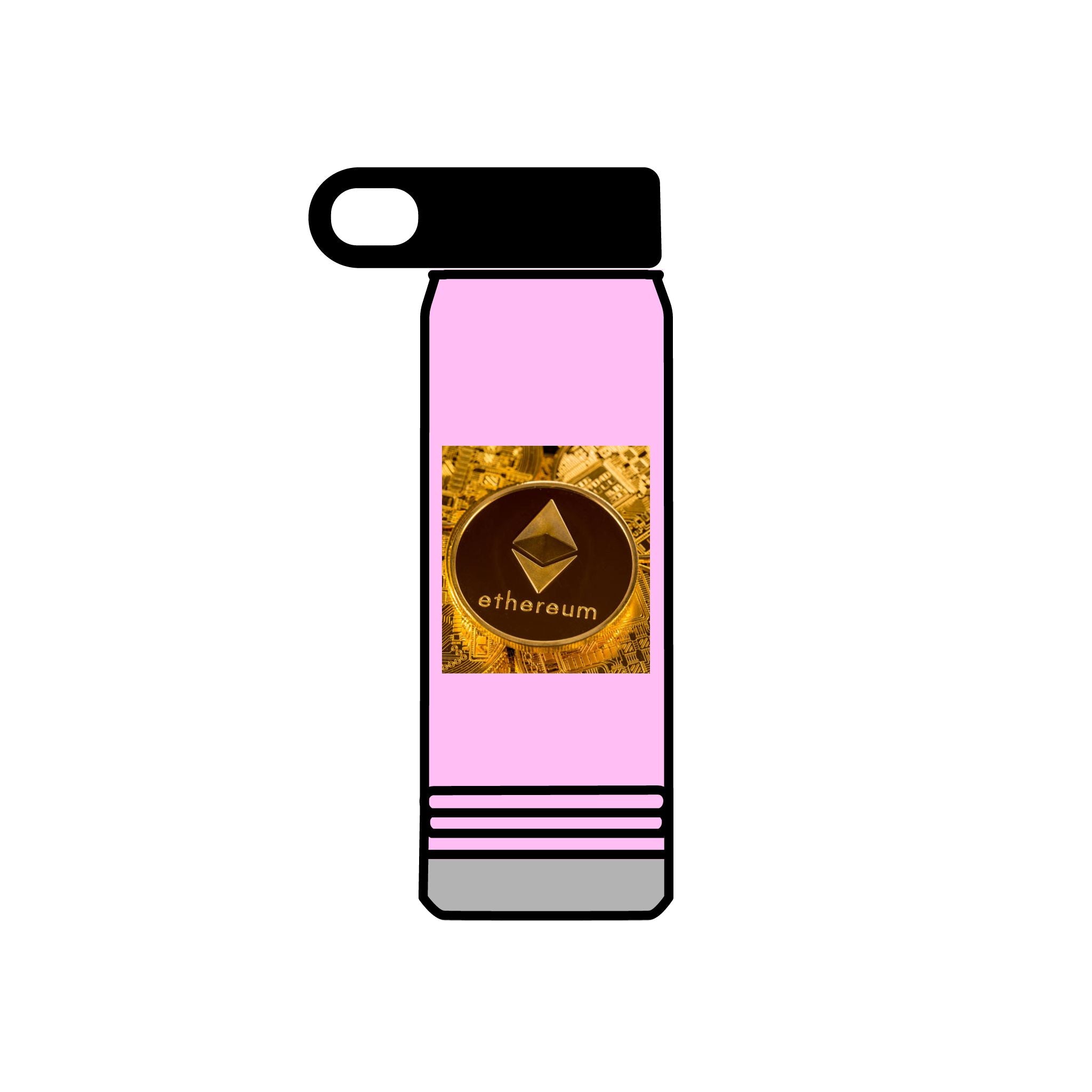 Bouteille d'eau graphique Ethereum Coin | Logo Crypto 20oz en acier inoxydable