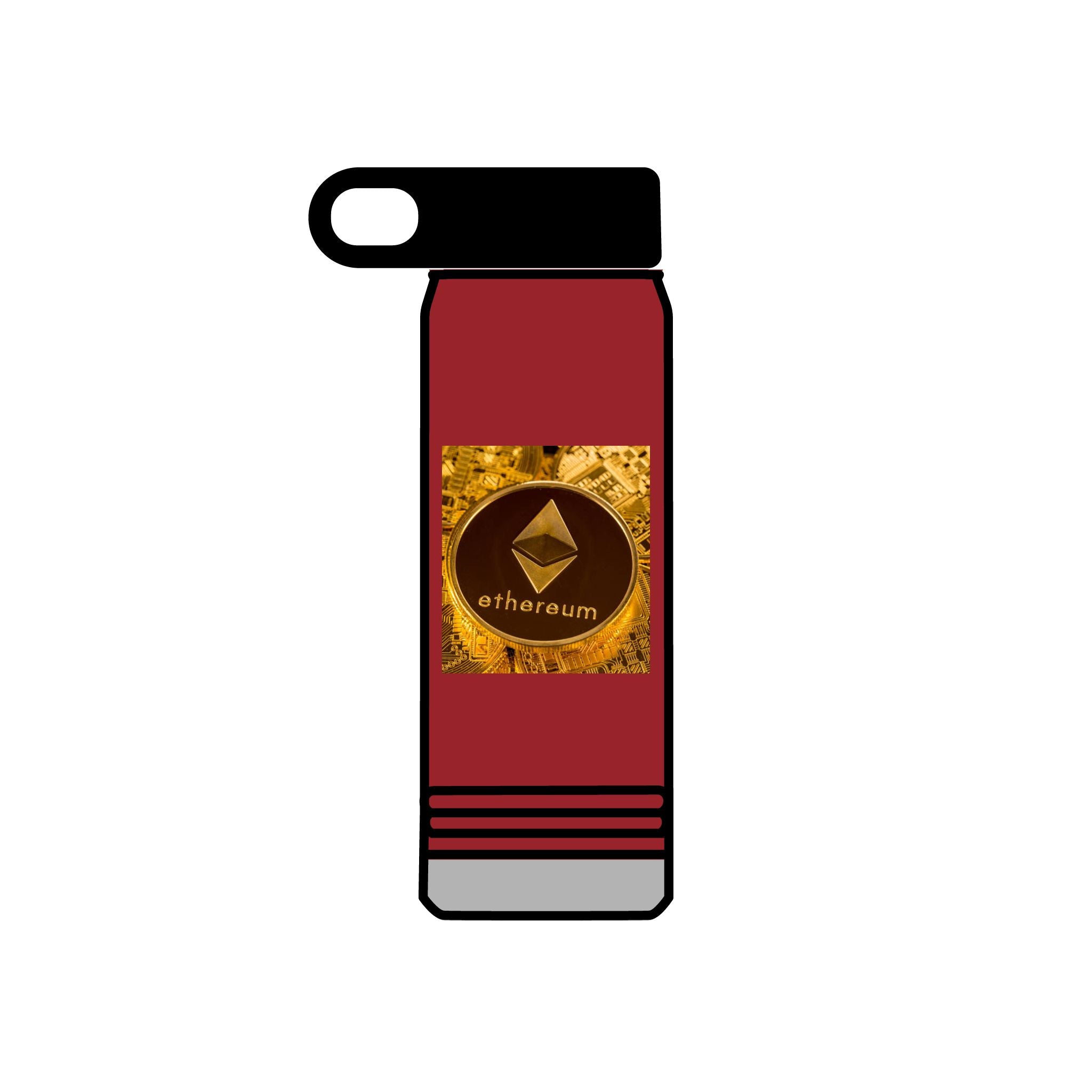 Bouteille d'eau graphique Ethereum Coin | Logo Crypto 20oz en acier inoxydable