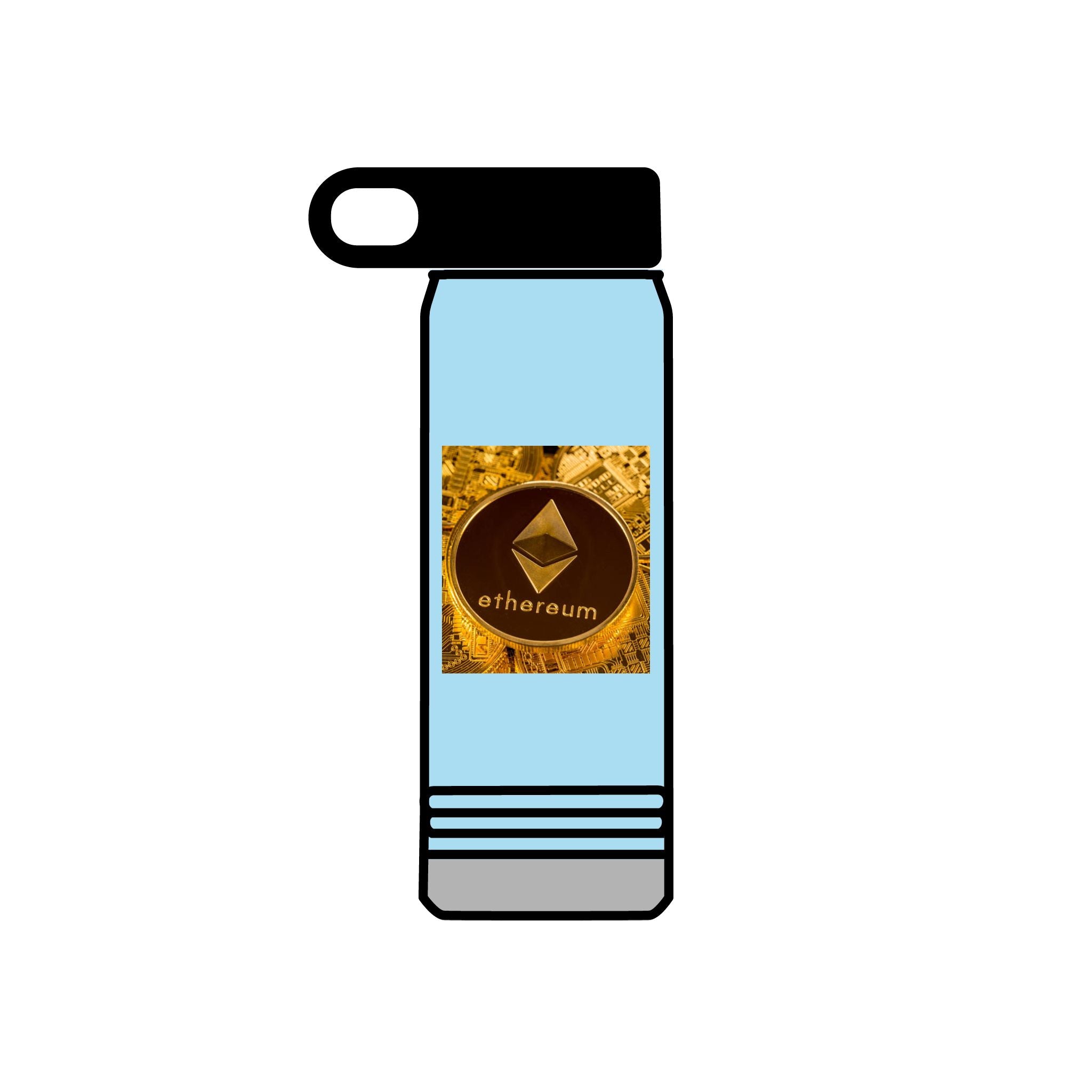 Bouteille d'eau graphique Ethereum Coin | Logo Crypto 20oz en acier inoxydable