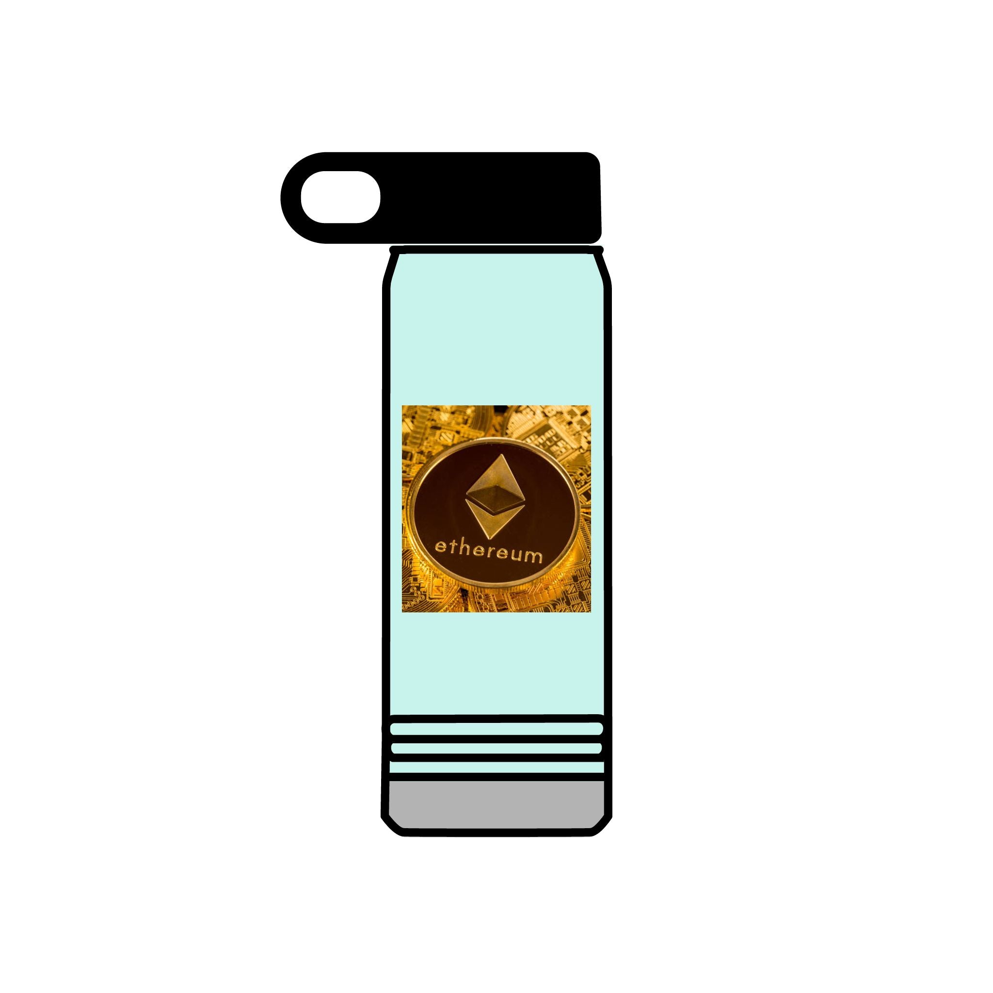 Bouteille d'eau graphique Ethereum Coin | Logo Crypto 20oz en acier inoxydable