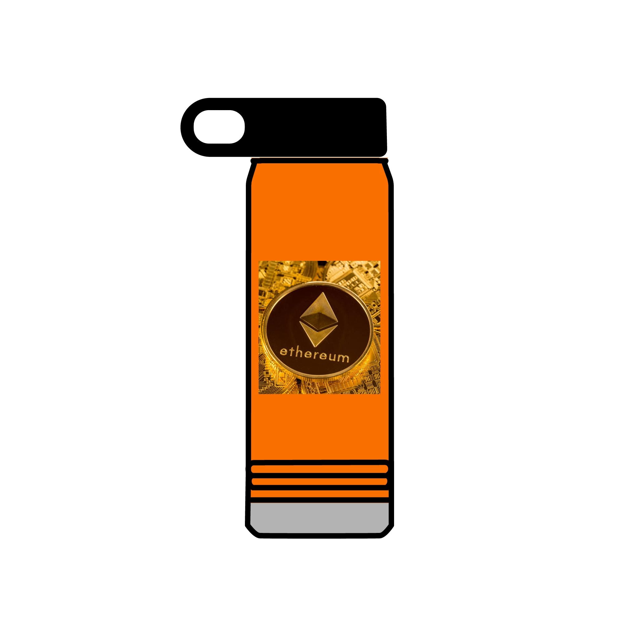 Bouteille d'eau graphique Ethereum Coin | Logo Crypto 20oz en acier inoxydable