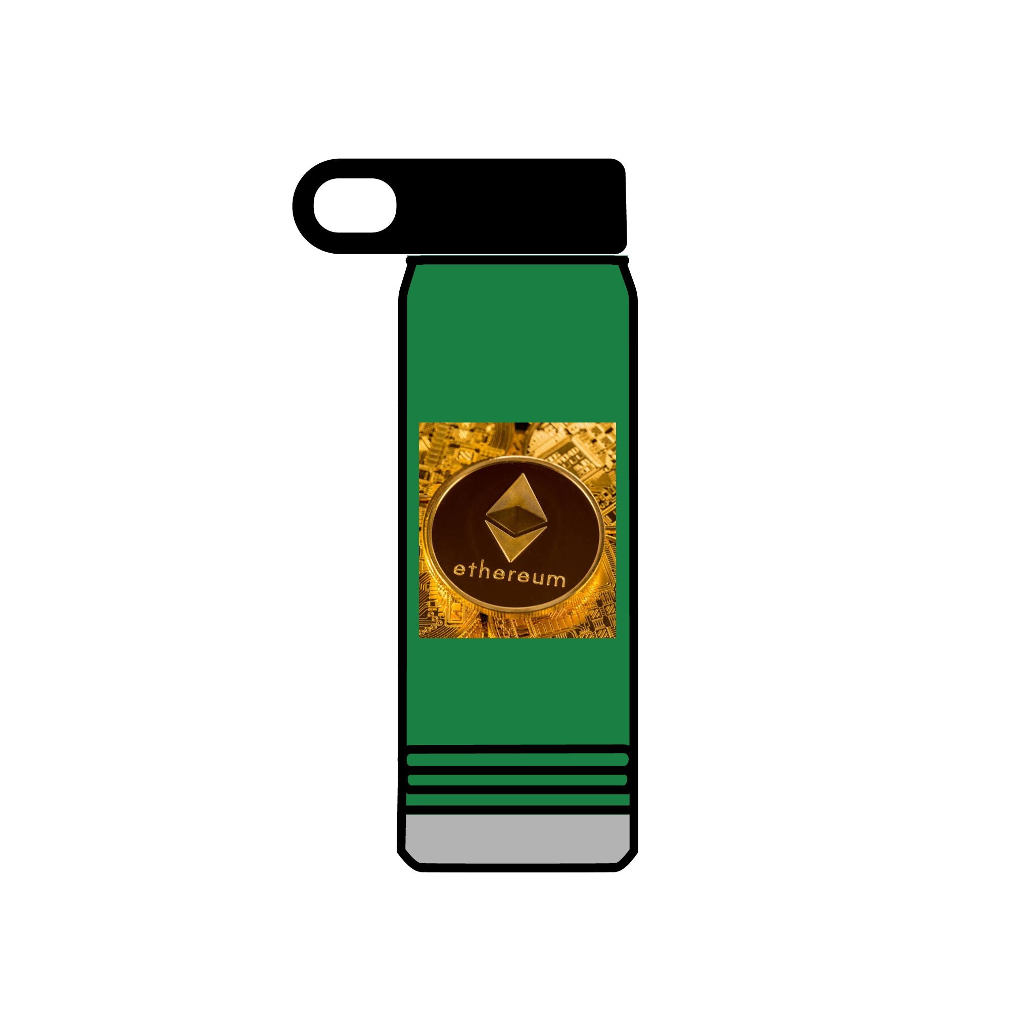 Bouteille d'eau graphique Ethereum Coin | Logo Crypto 20oz en acier inoxydable