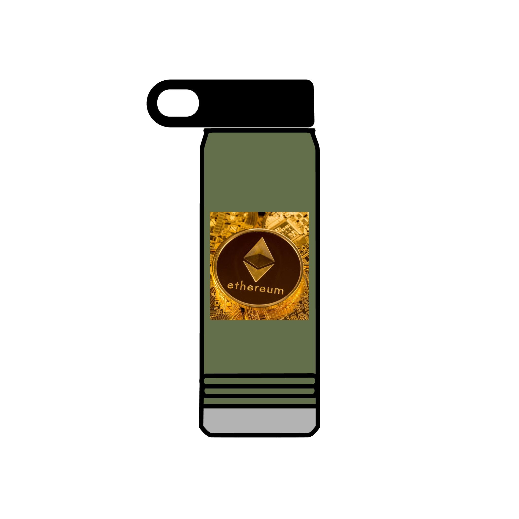 Bouteille d'eau graphique Ethereum Coin | Logo Crypto 20oz en acier inoxydable