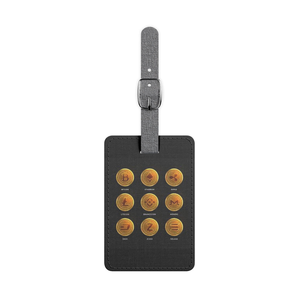Golden Cryptocurrencies Luggage Tag | Rectangle Saffiano Polyester