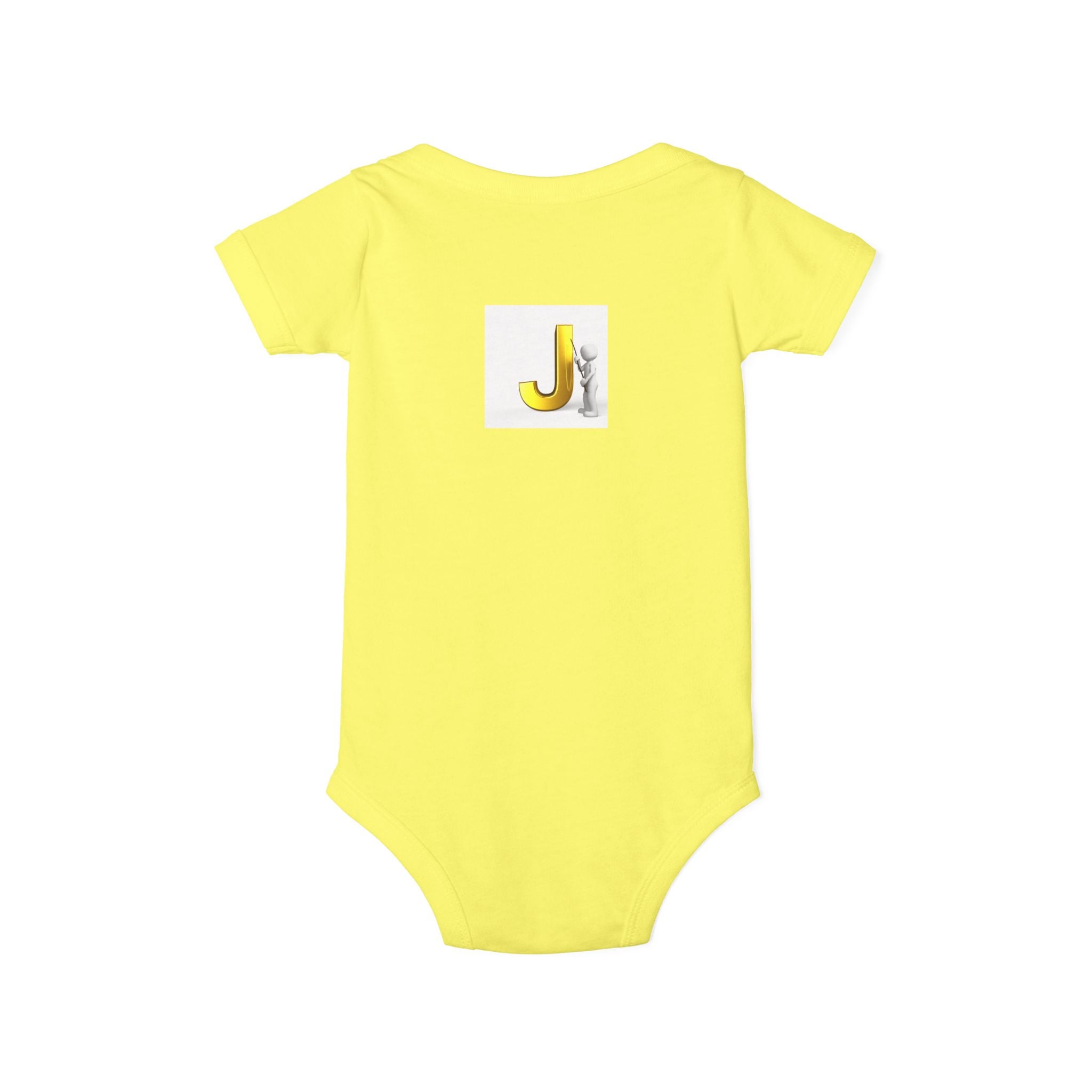 Yellow Letter J with Baby Sloth Infant Onesie | Baby Bodysuit