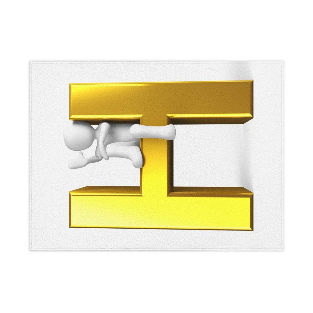 Gold Letter H with 3D Stick Figure Toddler Blanket | Personalized Nursery Decor