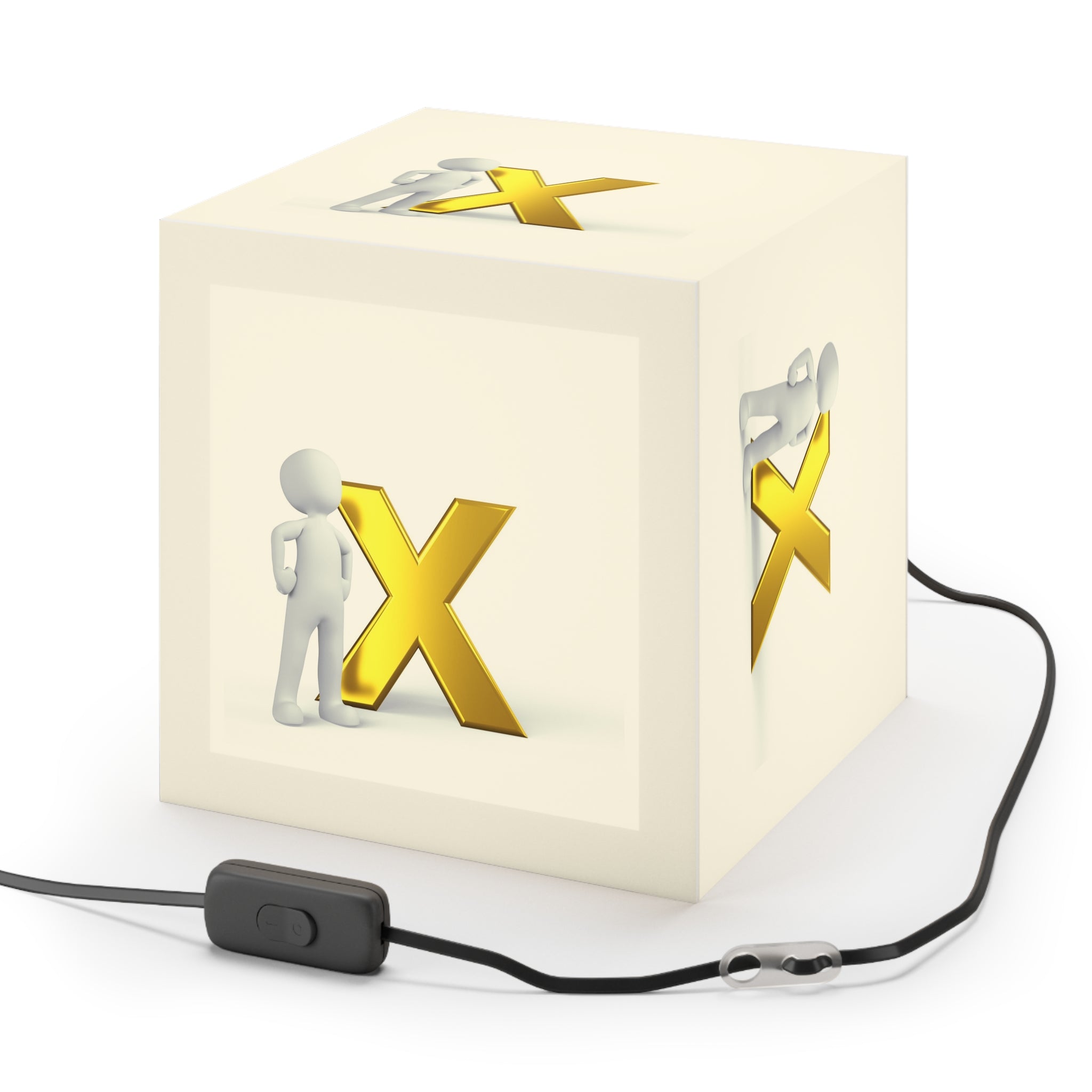 3D Person with Gold X Light Cube Lamp | Decorative Hanging Lamp