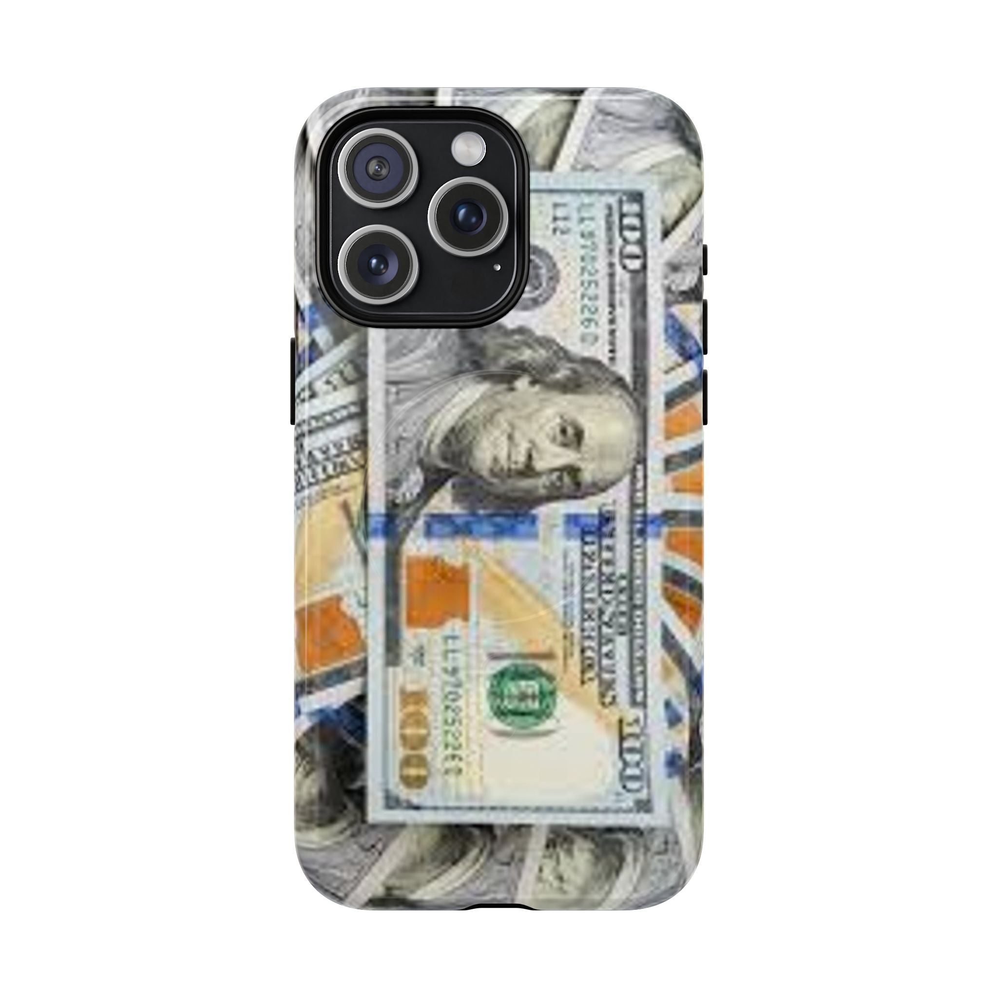 Coque de téléphone Billets de cent dollars | Coque magnétique robuste, motif argent