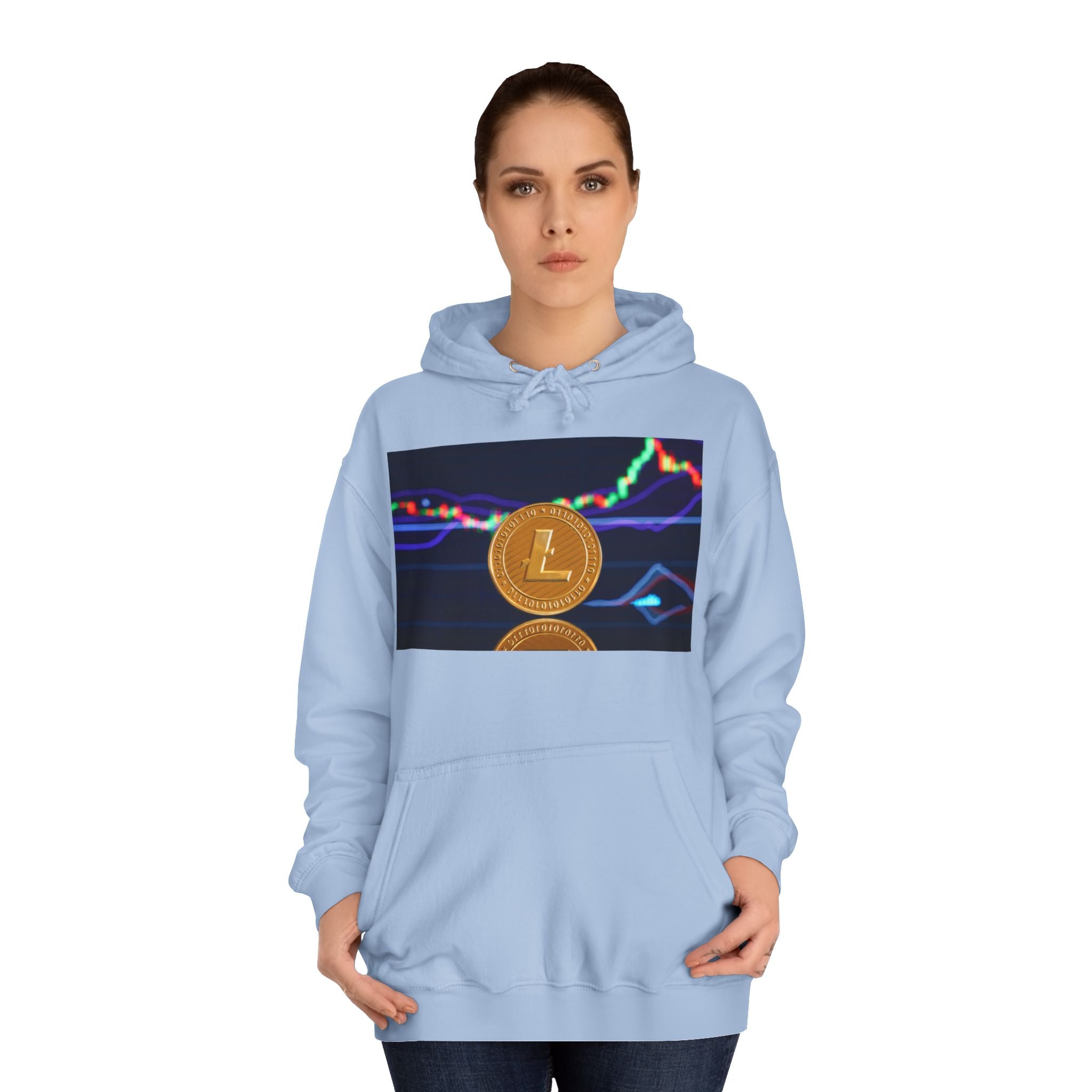 Litecoin Coin Graphic Hoodie | Crypto Chart Design, Digital Currency Apparel