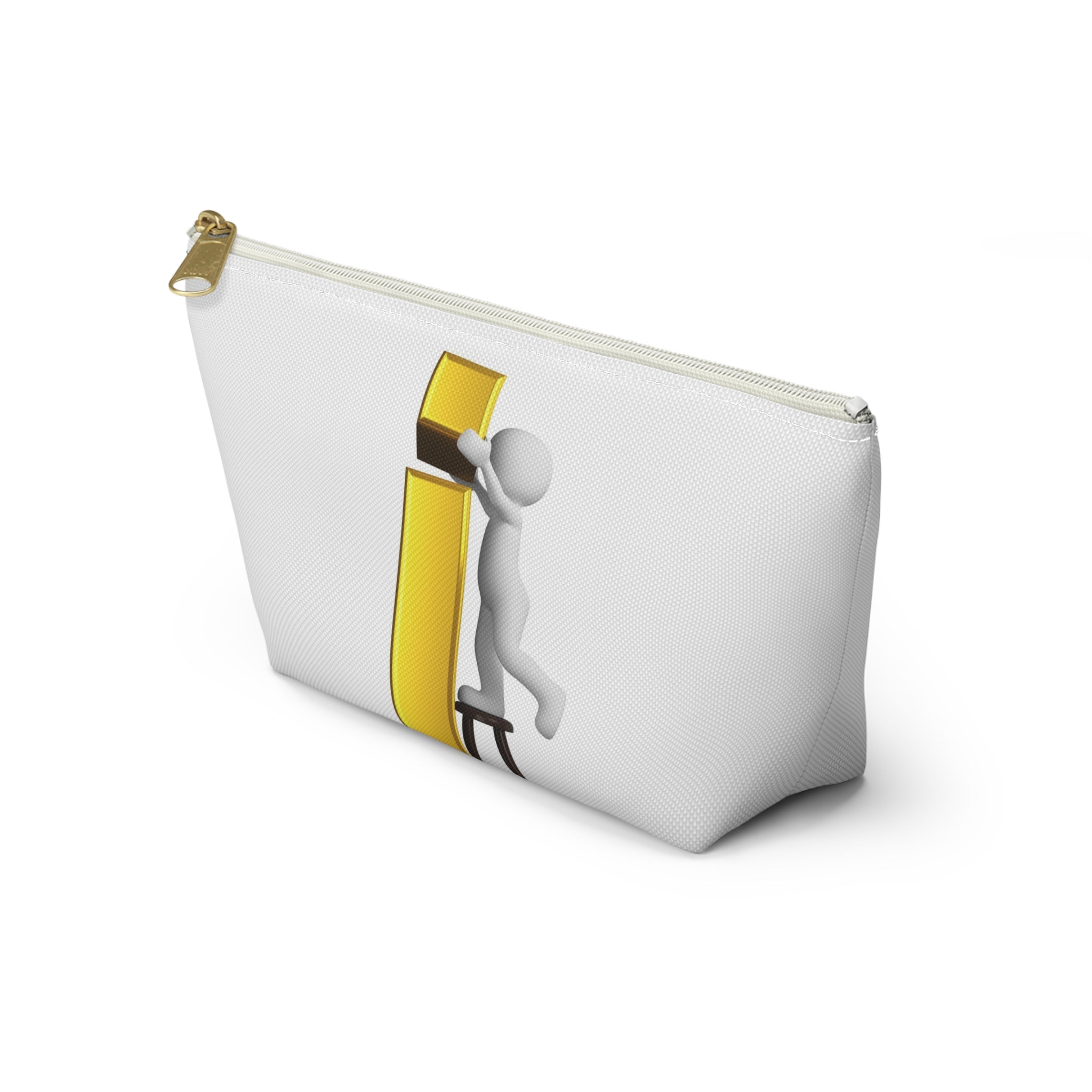 3D Stick Figure Building Gold Letter i Accessory Pouch | T-Bottom Zipper Pouch
