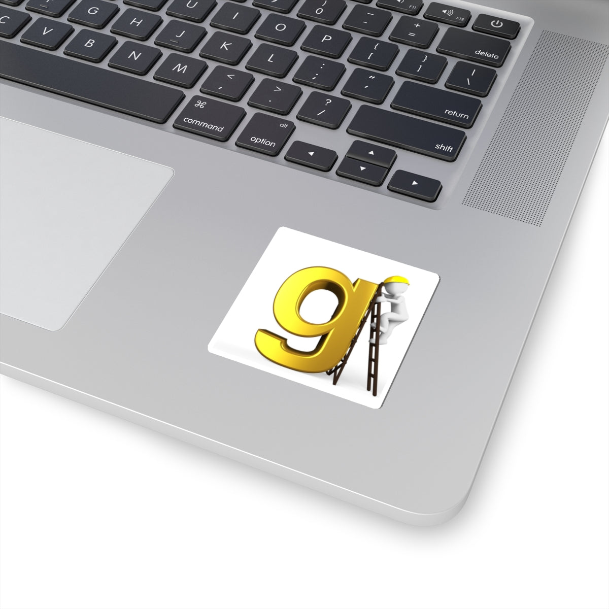 Yellow 3D Letter G with Worker Sticker | Kiss-Cut Sticker