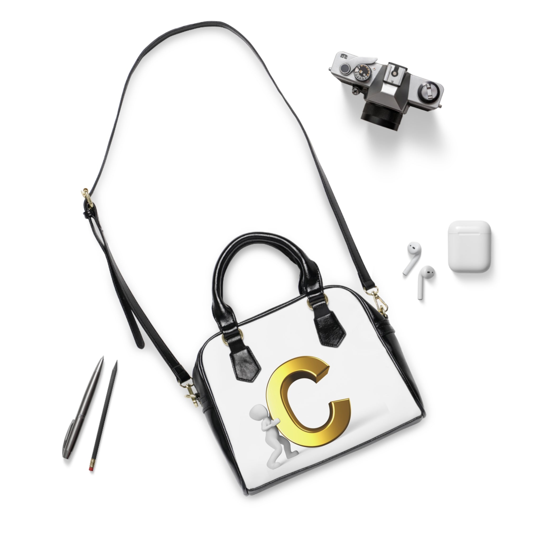 3D Gold Letter C Handbag | Shoulder Bag with Initial C