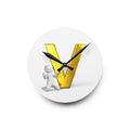 Gold Letter V with 3D Figure Acrylic Wall Clock | Modern Initial Decor