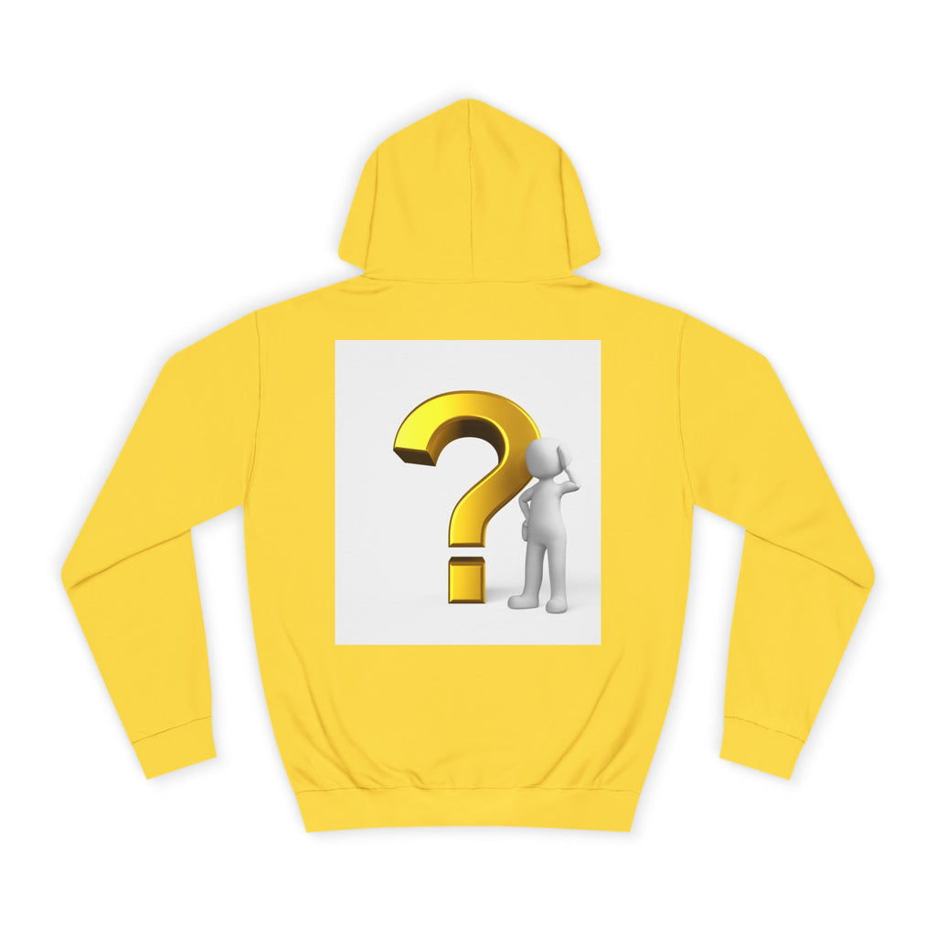Gold Question Mark with Thinking Figure Hoodie | Mystery Design, Minimalist