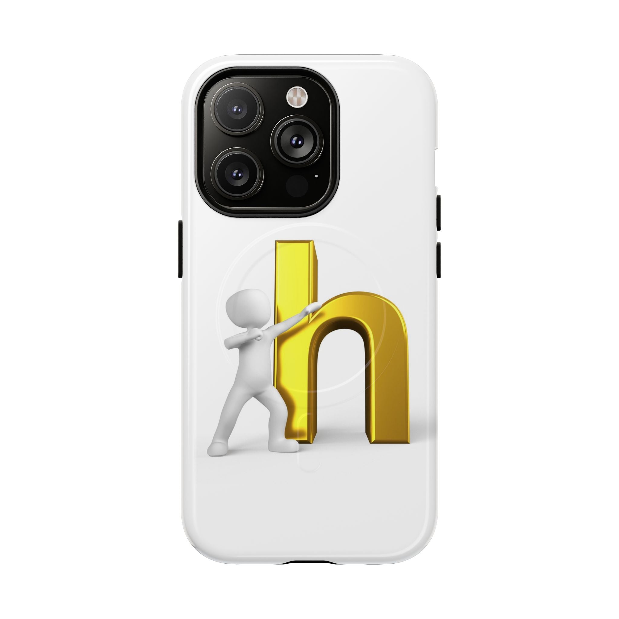 Coque de téléphone 3D avec lettre H dorée poussée | Coque magnétique robuste