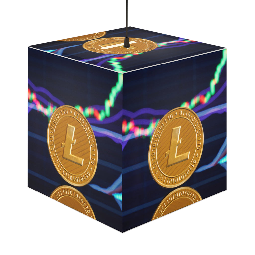 Litecoin Crypto Coin Pattern Light Cube Lamp | Cryptocurrency Decor, Trading Chart Design