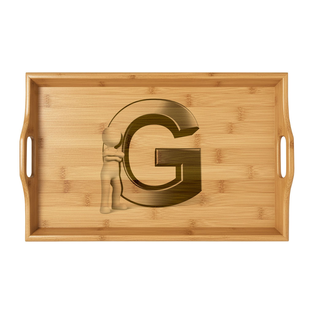 Monogram G Bamboo Serving Tray | Engraved Initial Letter G