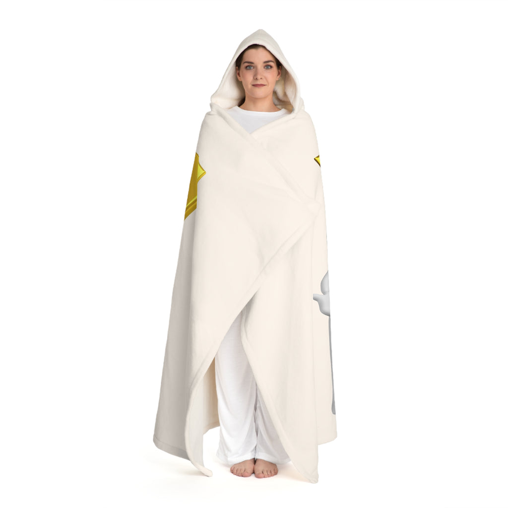 Cozy Hooded Sherpa Fleece Blanket | Gold Letter Y With Figure