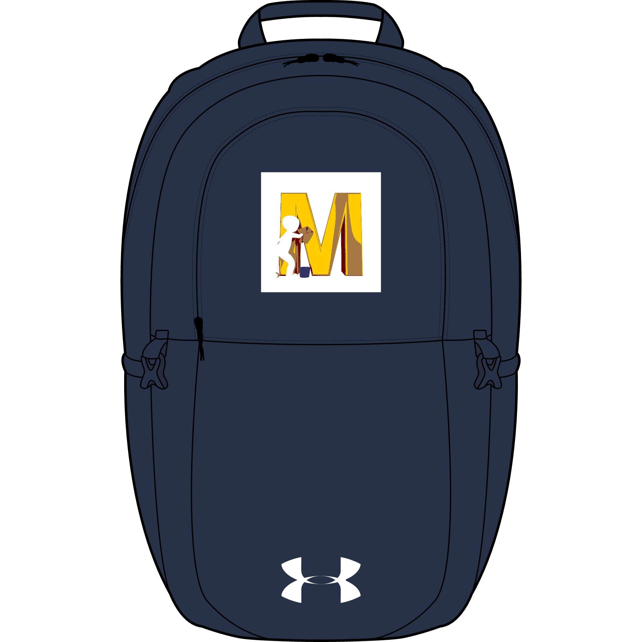 Yellow Letter M with Figure Backpack | Embroidered Initial Patch