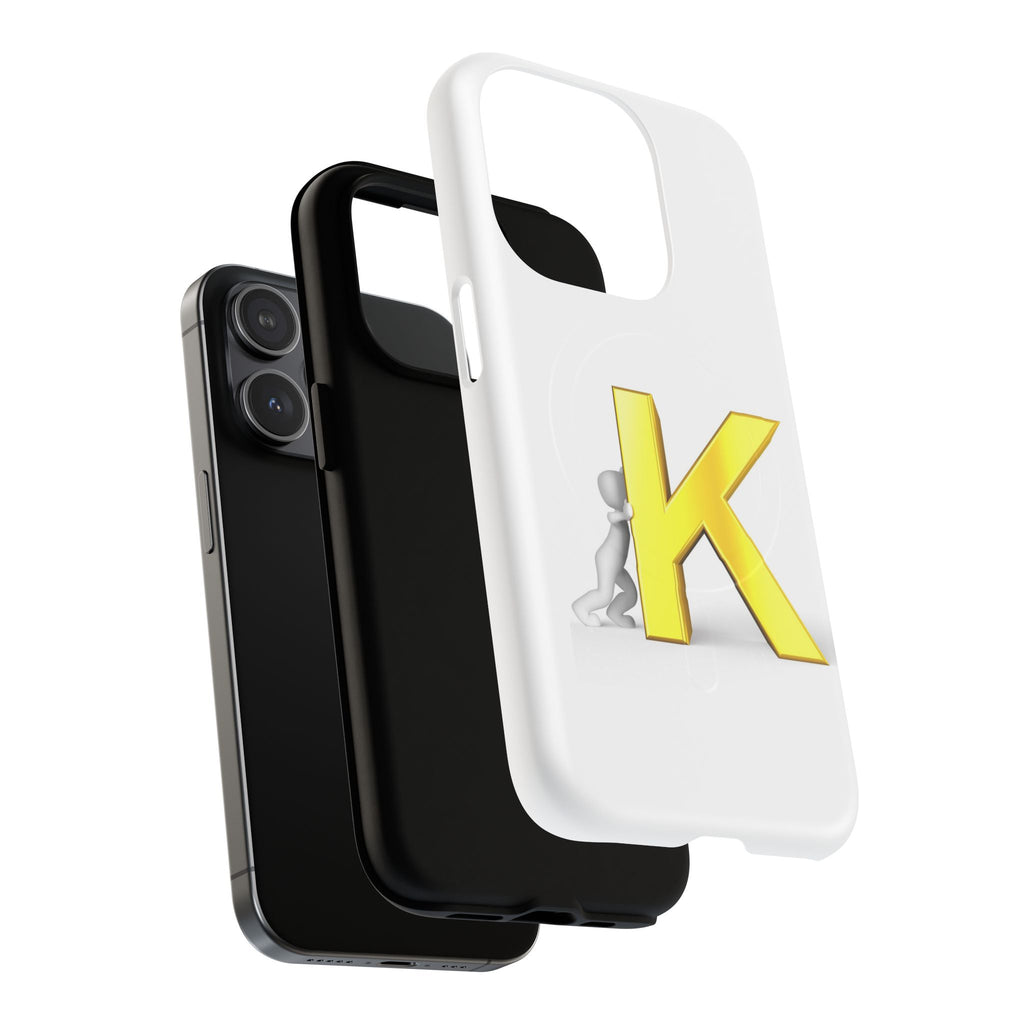 Yellow K Letter Phone Case | Tough Magnetic Case, Monogram Initial K