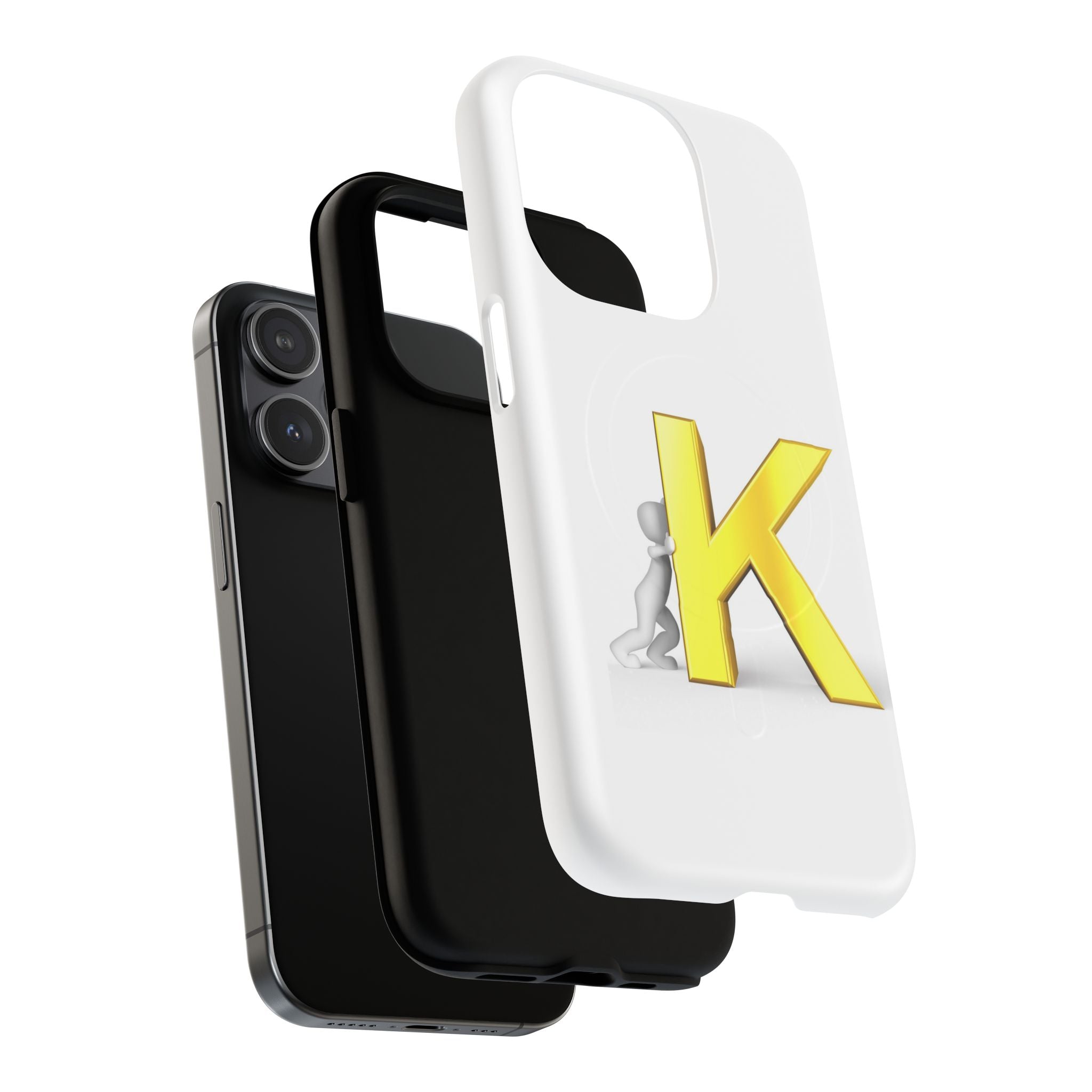 Yellow K Letter Phone Case | Tough Magnetic Case, Monogram Initial K