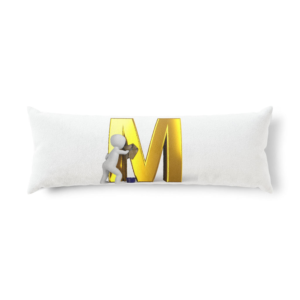 Gold Letter M with Figure body pillow | Monogram M Body Pillow