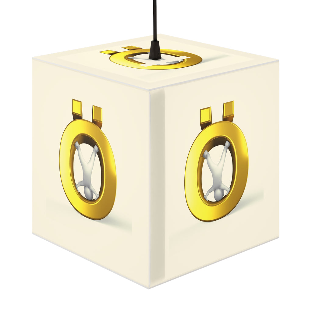 Golden Letter Ö Light Cube Lamp | Modern Minimalist Hanging Lamp