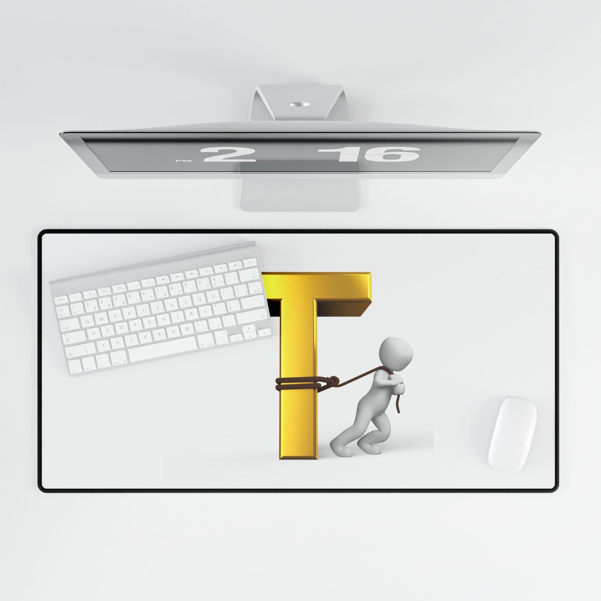 Letter T Character Tugging Desk Mat | Alphabet Initial Desk Mat